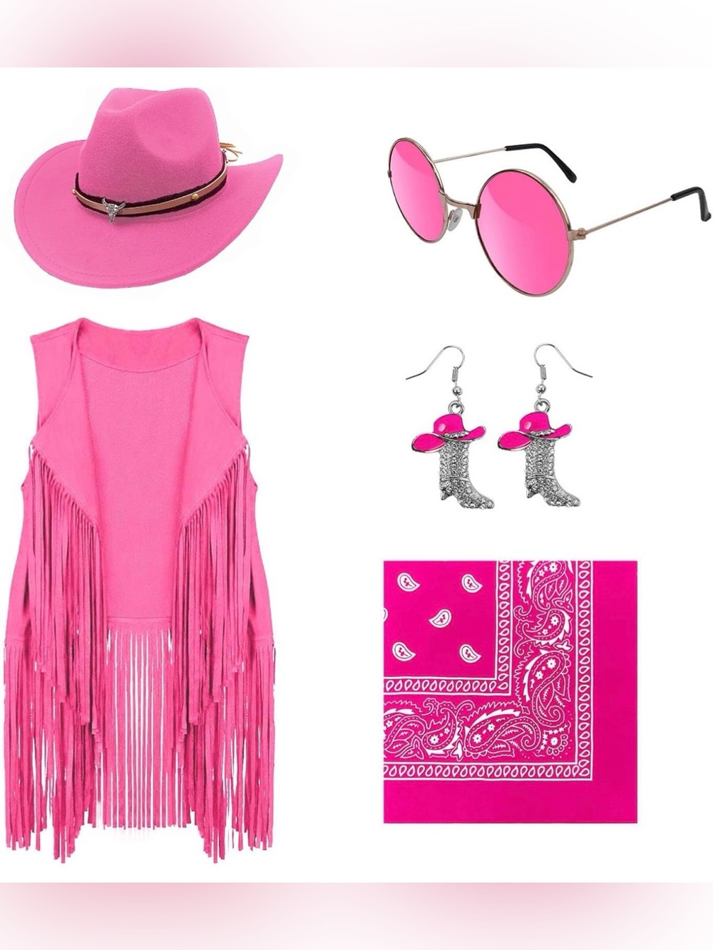 Amazon Pink Western Hat & Accessories Set